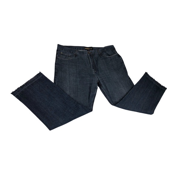 NBNgear Other - NBN Gear Mens‎ 46x32 Dark Blue Relaxed Wide Leg Raw Hem Denim Jeans Big and Tall